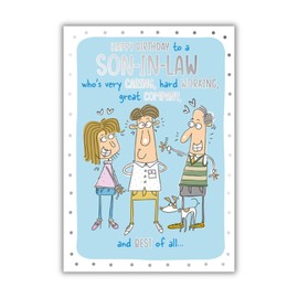 Words 'n' Wishes Traditional Son in Law Birthday Card, Birthday Card for Son in Law, Multi-Coloured, 23.5 x 16.5 cms