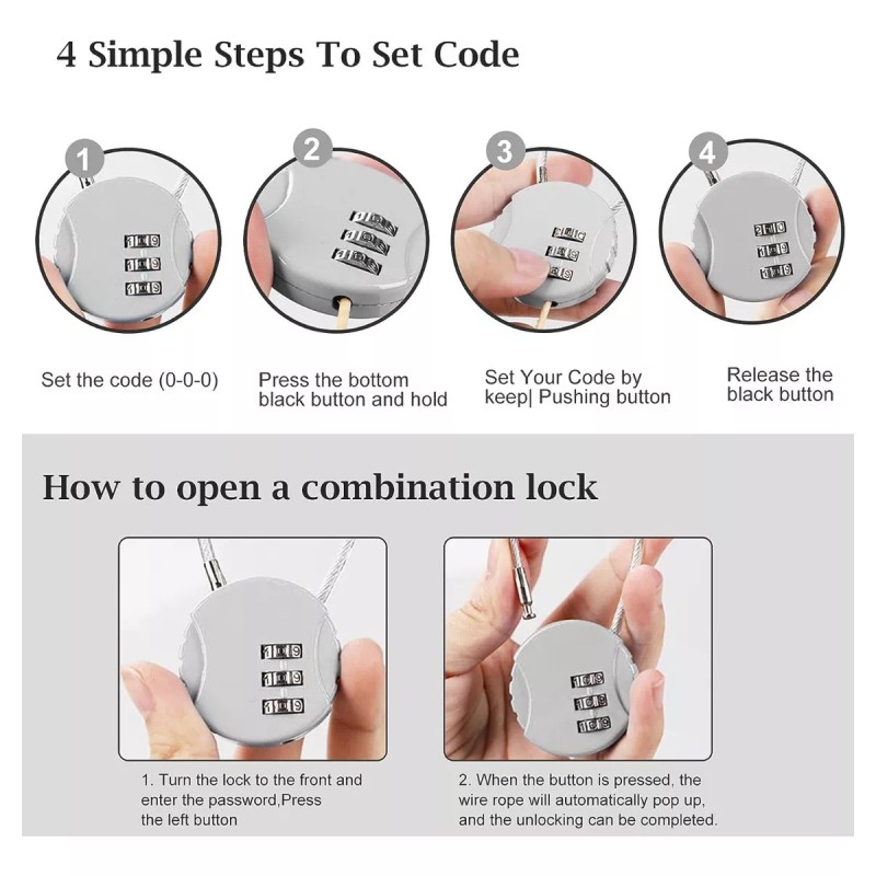 SANBREVE 4 Piezas Candados De Combinación Mini Casillero Por Mochila