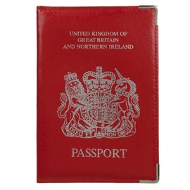 Lizzy Real Leather Hot Pink UK Passport Holder with Free Name Tag for Luggage Bags