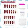 Fall Press on Nails Medium Coffin Fake Nails Sparkly Red
