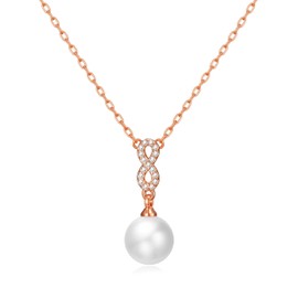 Philip Jones Rose Gold Plated I Couldn't Say I Do Without You Infinity Pearl Drop Necklace with Zircondia® Crystals
