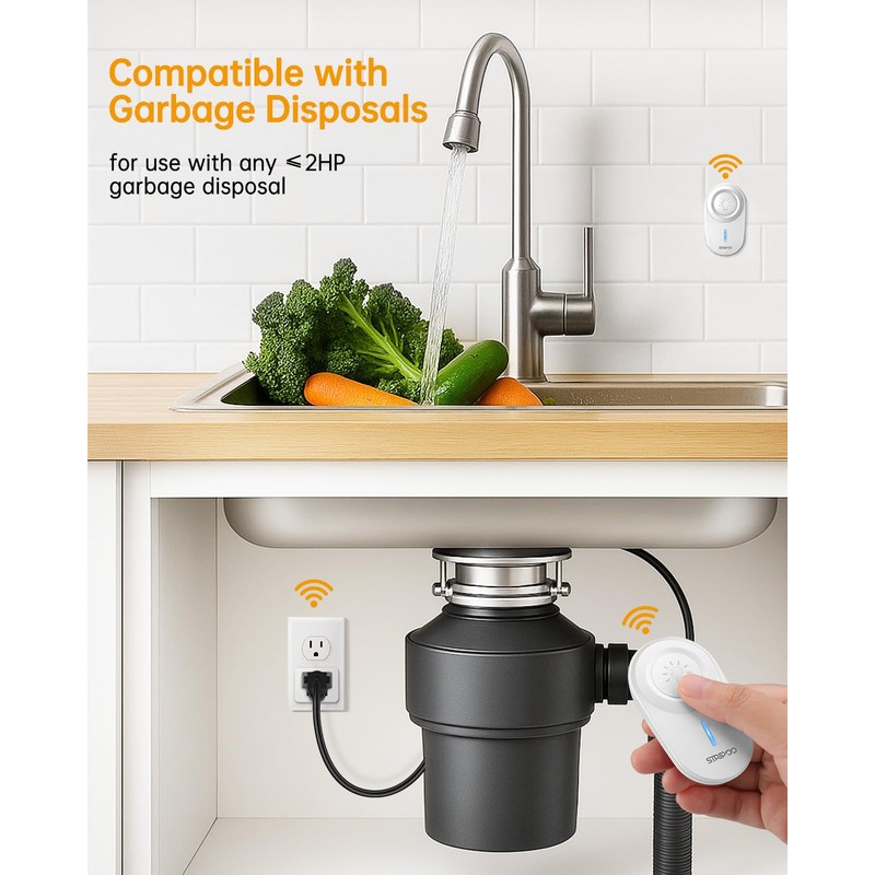 STRIPOO Wireless Garbage Disposal Switch Kit, Detachable Wall Mounted Remote