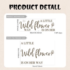 A Little Wild Flower is On Her Way Baby Shower Decal Sign,Gender Reveal Girl or Boy Wall Stickers Sign,Baby Party Sign Vinyl Decal,for Birthday Party Backdrop Wall Decor Supply (Wildflower Decal)
