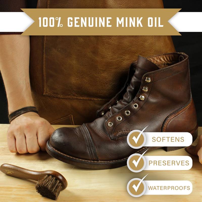 Eagle Mink Oil Liquid Leather Conditioner 8oz with Cloth Applicator