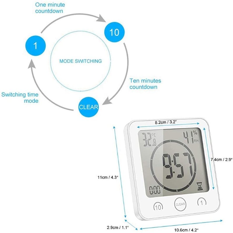 VORRINC Bathroom Clock, Bathroom Clock with Suction Cup, Bathroom Clock