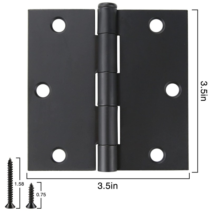 JIW 30 Pack Matte Black 3.5 Inch Square Radius Door