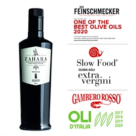 Zahara Extra Virgin Olive Oil From Italy | Sicilian Pure EVOO | Premium Early Harvest Cold Pressed | Multiple Award Winner From Oleificio Guccione | 8.4 fl oz (250ml) Bottle With Beautiful Gift Box