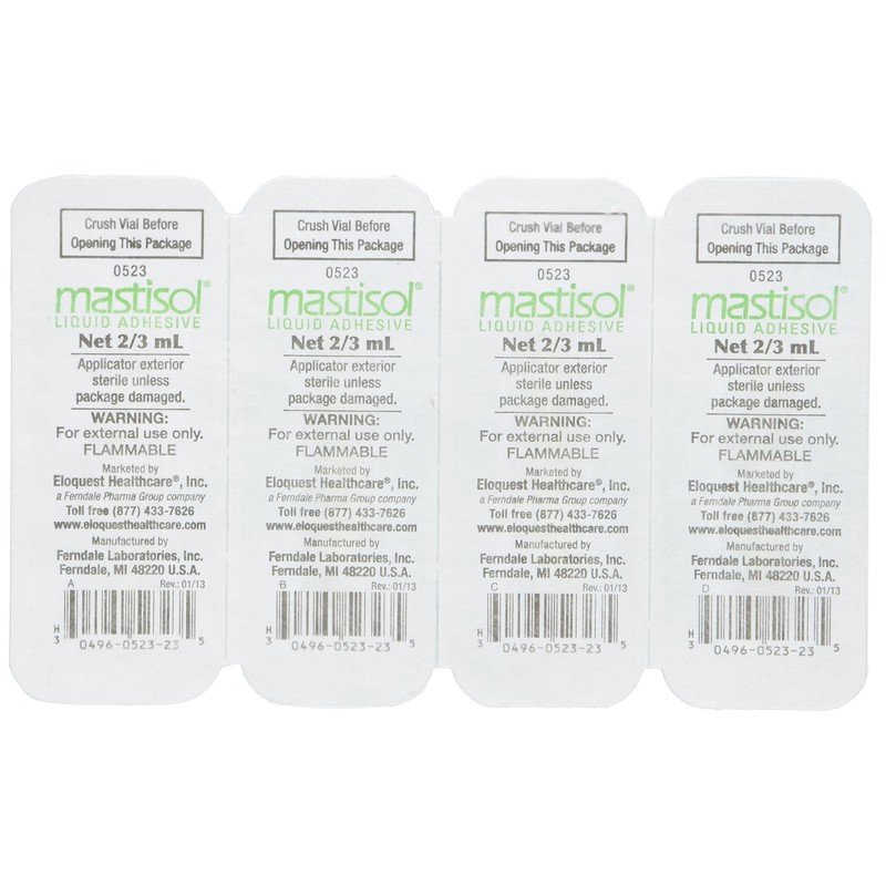 Ferndale Mastisol Medical Liquid Adhesive 2/3 mL Vials, Four (4)