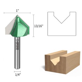 KOWOOD Pro 90° V Grooving Bit Set 4 Pcs, 1/4 Inch Shank, 1/4", 1/2", 3/4", 1" Cutting Dia.