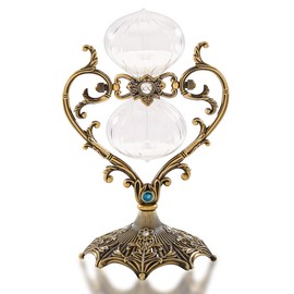 Hourglass Sand Timer 60 Minutes, Vintage Engraved Sand Clock 60 Minutes, Antique 1 Hour Glass, Brass Sand Watch 60 Min, Large Metal Rotating Sandglass Timer with White Sand for Home Office Decoration