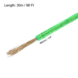 MECCANIXITY 6mm (1/4 inch) Green Vinyl Coated Galvanized Steel Wire Rope, 30m /98ft with 6PCS M6 Loop Sleeves for String Light Hanging, Deck Railing, Garden Wire