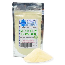 Baking Beauty and Beyond Premium Quality Guar Gum Powder - Gluten Free Natural Thickener and Food Grade Fine Powder Improve Texture, Odourless and Flavourless, Non-GMO Stabiliser Agent - 50g