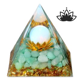 XIANNVXI Crystals Pyramid Orgonite Green Aventurine Gemstones Healing Crystals Lotus Pyramids Positive Energy Spiritual Pyramid Inspirational Success Gifts