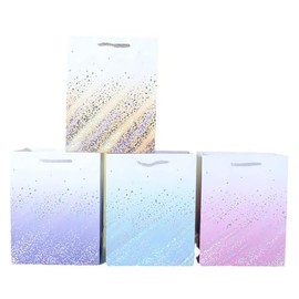 4pcs Medium Gift Bags for Presents, 23x18cm Reusable Gift Bags for Birthdays, Christmas, Easter, Baby Showers (Assorted Colors, 4 Styles)