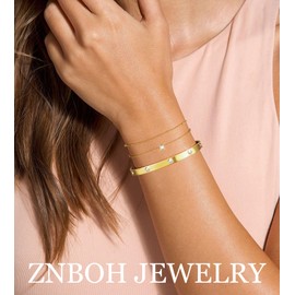 ZNBOH Gold Bracelets for Women Dainty 14K Gold Plated Bangle Cuff Stack Adjustable Stackable Bracelet Non Tarnish Trendy Set Tennis Chain Layered Waterproof Jewelry Gifts for Women