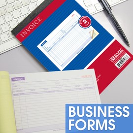 BAZIC Invoice Book, 50 Sets 5 9/16" x 8 7/16" 2-Part Carbonless, White & Canary, Bound Wraparound Cover (50 Sets/Pack), 72-Packs