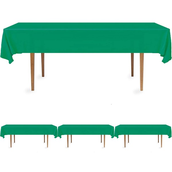 DecorRack 4 Rectangular Tablecloths -BPA- Free Plastic, 54 x 108 inch, Dining Table Cover Cloth Rectangle for Parties, Picnic, Camping and Outdoor, Disposable or Reusable in Green (4 Pack)