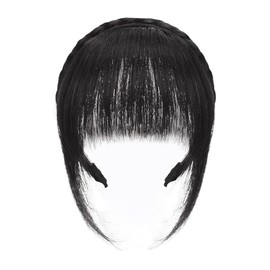 Black Natural Fake Bangs Hair Piece Clip Long Wig Synthetic Hair Band Bangs Headband Headbands For Women, Black Natural Clip-in Hairpiece, Long Wig Hair Extension