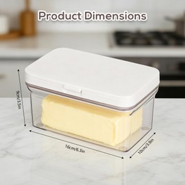 VINATO Portaburro con Coltello Magnetico & Doppia Tenuta - Contenitore Hermetico da 500g per Burro, in Materiale Alimentare, per Frigo e Congelatore, Trasparente