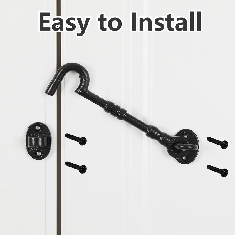 WellMade 6" Hook and Eye Latch for Door, Rust-Proof Door