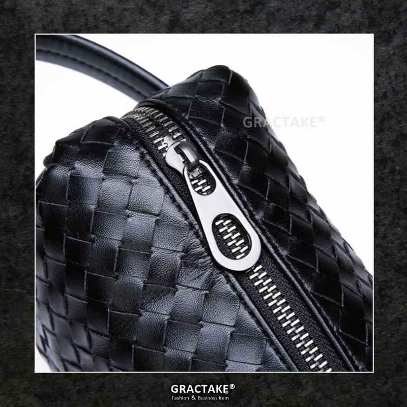 GRACTAKE Second Bag, Men's Leather, Synthetic Leather, Clutch Bag, Braided,