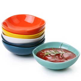 BTaT- Dipping Bowls, 5 oz, Set of 6, Colorful Bowls, Ceramic Dip Bowls, Sauce Bowls, Small Bowls for Dipping, Bowls for Dipping, Condiment Dishes, Bowl for Dips, Ripple Effect Bowl, Ceramic Sauce Bowl