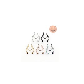 SSQKYZCSYZ 5Pcs Stainless Steel Nose Rings Hoop Gradient Nose Studs Nose Screw Bone Silver Rose Gold Black Rainbow Pack for Women Men