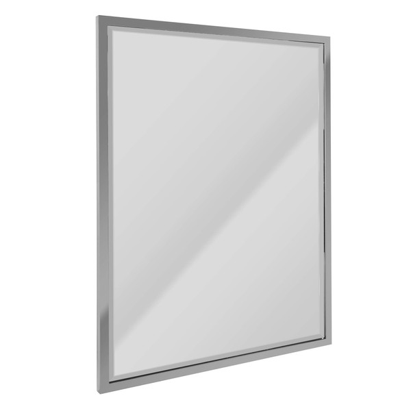 Head West Classic Stainless Steel Frame Beveled Mirror with Chrome Finish |Horizontal & Vertical Mount - Ideal for Bathroom and Living Room Decor - 30 x 40