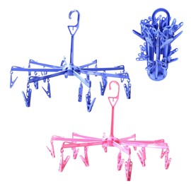 INOVIS 2 Carrusel 16 Pinzas Colgar Ropa Tendedero Giratorio Plastico Pulpo Plegable Colores Surtidos Paquete 2 Piezas