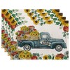 Fall Placemats, Placemats-Pumpkin Autumn Truck Thanksgiving Linen Table Place Mats