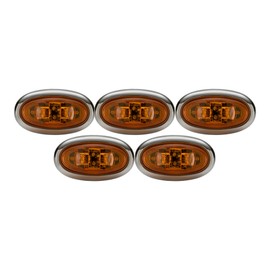 5 AMBER AMBER MINI OVAL 2 LED DIODES 2" X 3/4" .75" CLEARANCE MARKER TRAILER TRUCK LIGHTS W BULLET ENDS