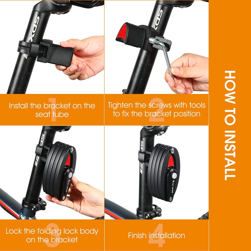 Bike Locks Heavy Duty Anti Theft Bicycle Lock Folding 4-Digit