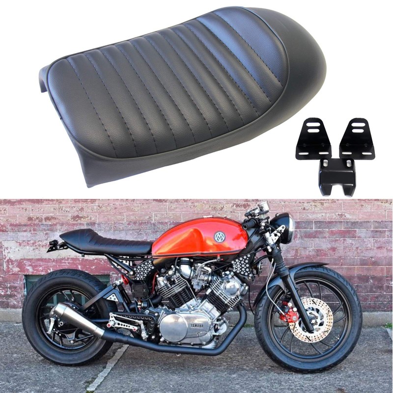 Black Vintage Cafe Racer Hump Seat Retro Saddle For CB