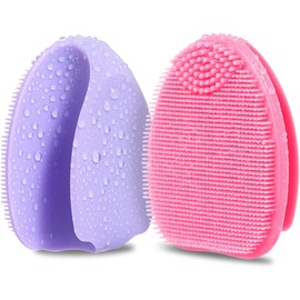 Cepillo exfoliante facial de silicona, cepillo exfoliante manual, cepillo limpiador facial de mano para mujeres y hombres, color negro