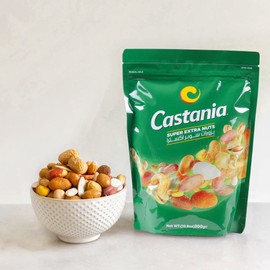 Castania BBQ Lebanese Mixed Nuts, Super Extra Mix with Pistachios, Almonds, Cashews, Hazelnuts, Peanuts, Pumpkin Seeds, Corn, and Chickpeas, 10.6oz (Pack of 4)