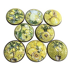 Twisted R Design Cabinet Knobs, Knobs for Kitchen Cabinets and Drawers, Matching Cabinet Knobs and Pulls, 1.5" Round Dresser Knobs (Set of 8 Lemon Tree)