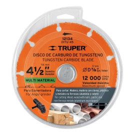 Disco 4-1/2 , Multimaterial De Carburo De Tungsteno, Truper