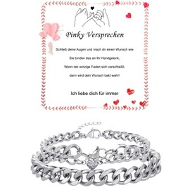 Fehki Stainless Steel Couple Bracelet | Cuban Chain Adjustable | Romantic Gift Set for Couples for Valentine's Day, Anniversary & Birthday, One size, Stainless Steel, No Gemstone