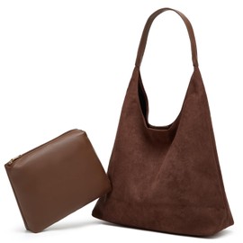 2 Pcs Slouchy Hobo Bags Women Suede Crescent Satchels Shoulder Bag Crossbody Purse Top-handle College Tote Handbag 2024