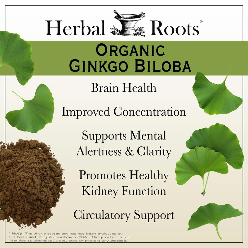 Herbal Roots Organic Ginkgo Biloba Made with Pure Organic Ginkgo