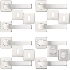 AGT Door Handle Set:8 Set Stainless Steel Door Hardware for All Interior Doors with 8 Door Handles (Stainless Door Fittings, Door Handle Sets Indoor, Door Lock)