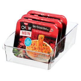 Oggi 6 Pack of Clear Plastic Fridge/Pantry Bins with Fingergrip Handles, 12" x 7.75" x 3.5"