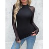 Zeagoo Fall Tops for Women 2025 Black Mesh Mock Neck