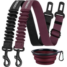 COOYOO - Cinturón de seguridad para perro, juego de 3 piezas, retráctil, cinturón de seguridad ajustable para mascotas, cinturón de seguridad de nailo
