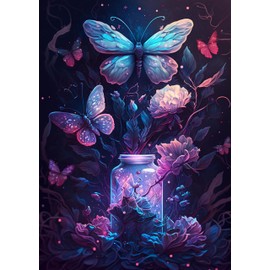 Ksxistiyt Butterfly Diamond Art Painting Kits for Adults - Full Drill Diamond Dots Paintings for Beginners, Round 5D Paint with Diamonds Pictures Gem Art Painting Kits DIY Crafts Kits 12x16inch