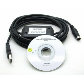 PLC Cables, Inc - Made for and Works on Mitsubishi PLC Cable USB SC09-FX MELSEC SC-09 USB-FX MELSEC PLCs Programming Cable Download/Upload