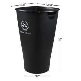 Pekky 20 Inches Plastic Floral Buckets for Cut Flowers, 4 Pack Plastic Flower Bucket Vases, Black Flower Display Buckets