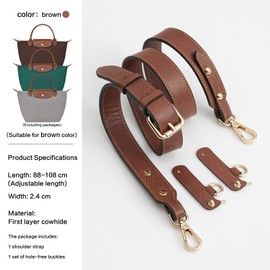 Neylissia Upgraded Leather Long champ Bag Strap, Adjustable Crossbody Replacement Strap, Anti-Slip Shoulder Strap with Buckles, Compatible with Longchamp Handbags S/M/L-Earthy