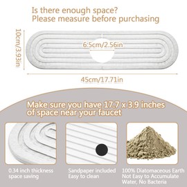 Jiozermi Stone Fucet Mat for Kitchen Sink, Fast Drying Stone Sink Tray Kitchen Faucet Splash Guard Sink Faucet Absorbent Mat for Bathroom Fucet Sinks(17.7" x 3.9",White)