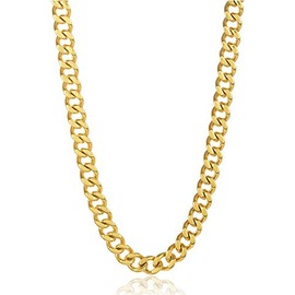 Stainless Steel Cuban Curb Chain Chain Necklace, 7MM 9MM Heavy Stainless Steel Curb Chain necklace in Yellow Gold, Rose Gold